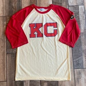 Jackie Robinson KC baseball tee Red and Yellow